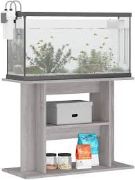 Mobile per Acquario Toshilian in Legno Grigio Cemento - 80x35x60 cm