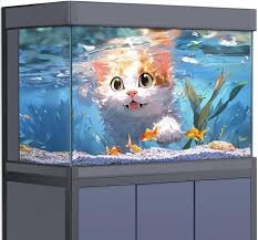 Poster 3D Anime per Acquari - Gatto Subacqueo