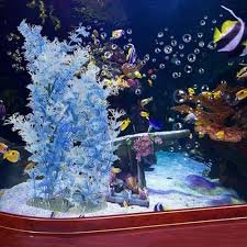 Decoro Acquario: Piante Artificiali Blu e Pesci