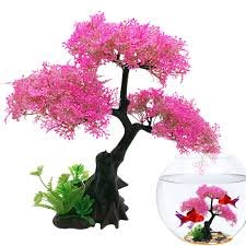 Acquario Bonsai con Rocce e Pesci Rossi - Decorazione Artificiale