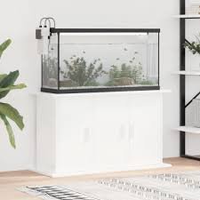 Supporto Acquario in Legno Bianco Lucido 101x41x58 cm